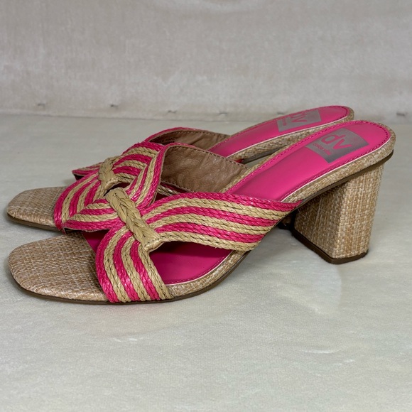 Dolce Vita Women’s Hot Pink and Tan Block Heel Sandals - Picture 4 of 8